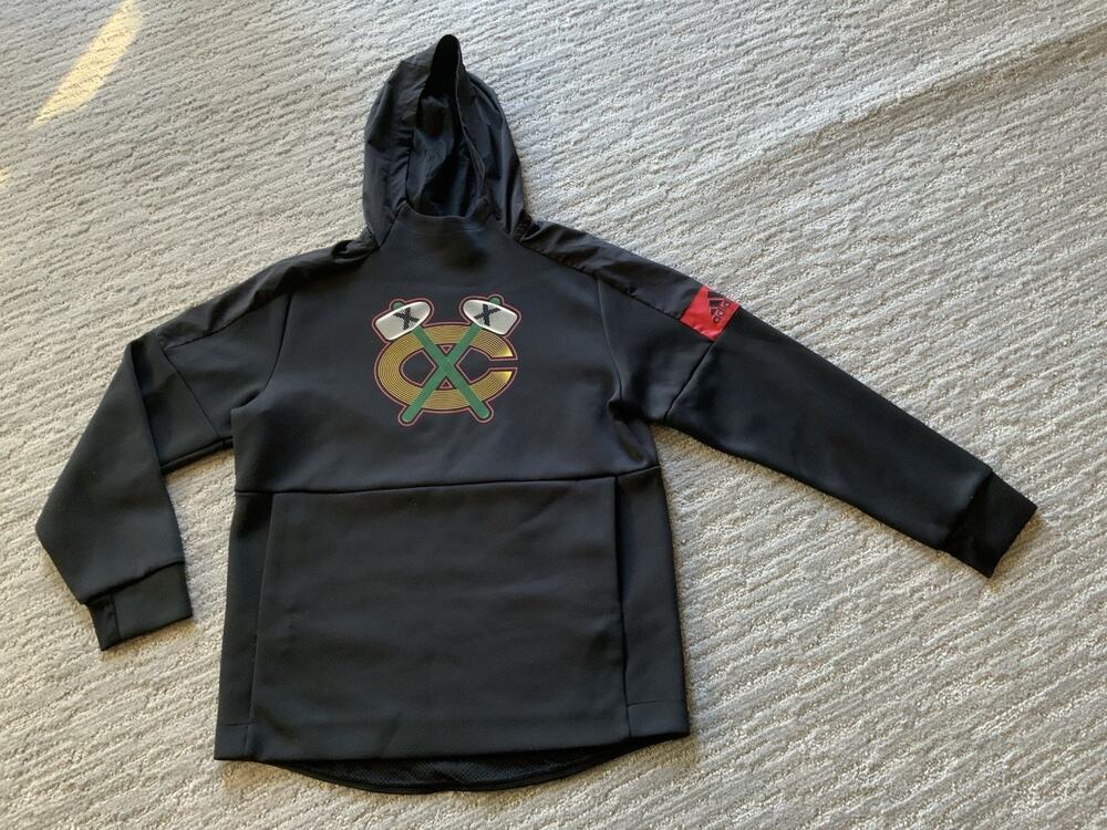 MENS Medium ADIDAS CHICAGO BLACKHAWKS NHL HOCKEY HOODIE SWEATSHIRT HOODY